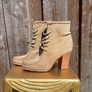 Frye Women's Beige Suede Heeled Boots
